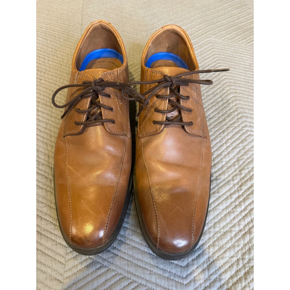 Clarks Whiddon Pace Mens Dark Tan Leather Oxford Dress Shoes 8.5 M 26152928